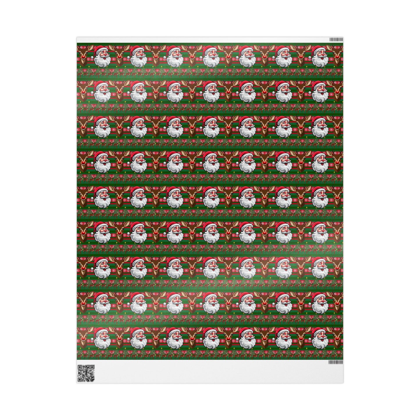 Wrapping Papers - Christmas Cheer Festive Santa and Reindeer Seamless Pattern Print