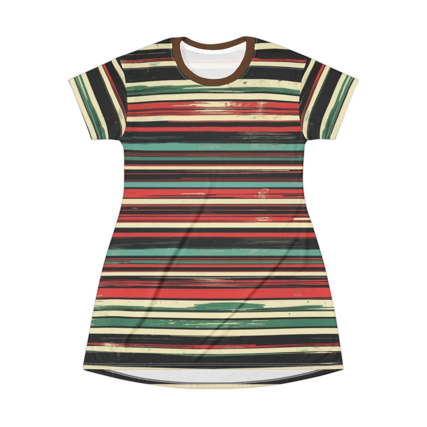 (Vintage) Muted Horizontal Stripes - T-Shirt Dress (AOP)