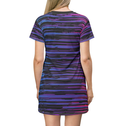 Glitch Horizontal Lines - T-Shirt Dress (AOP)