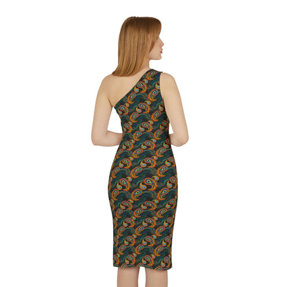 Bright Paisley Print -Shoulder Dress (AOP)