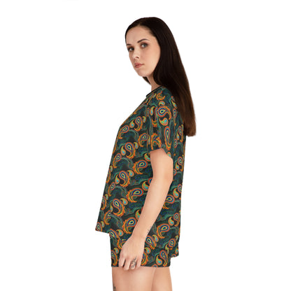 Bright Paisley Print - Women's Short Pajama Set (AOP)