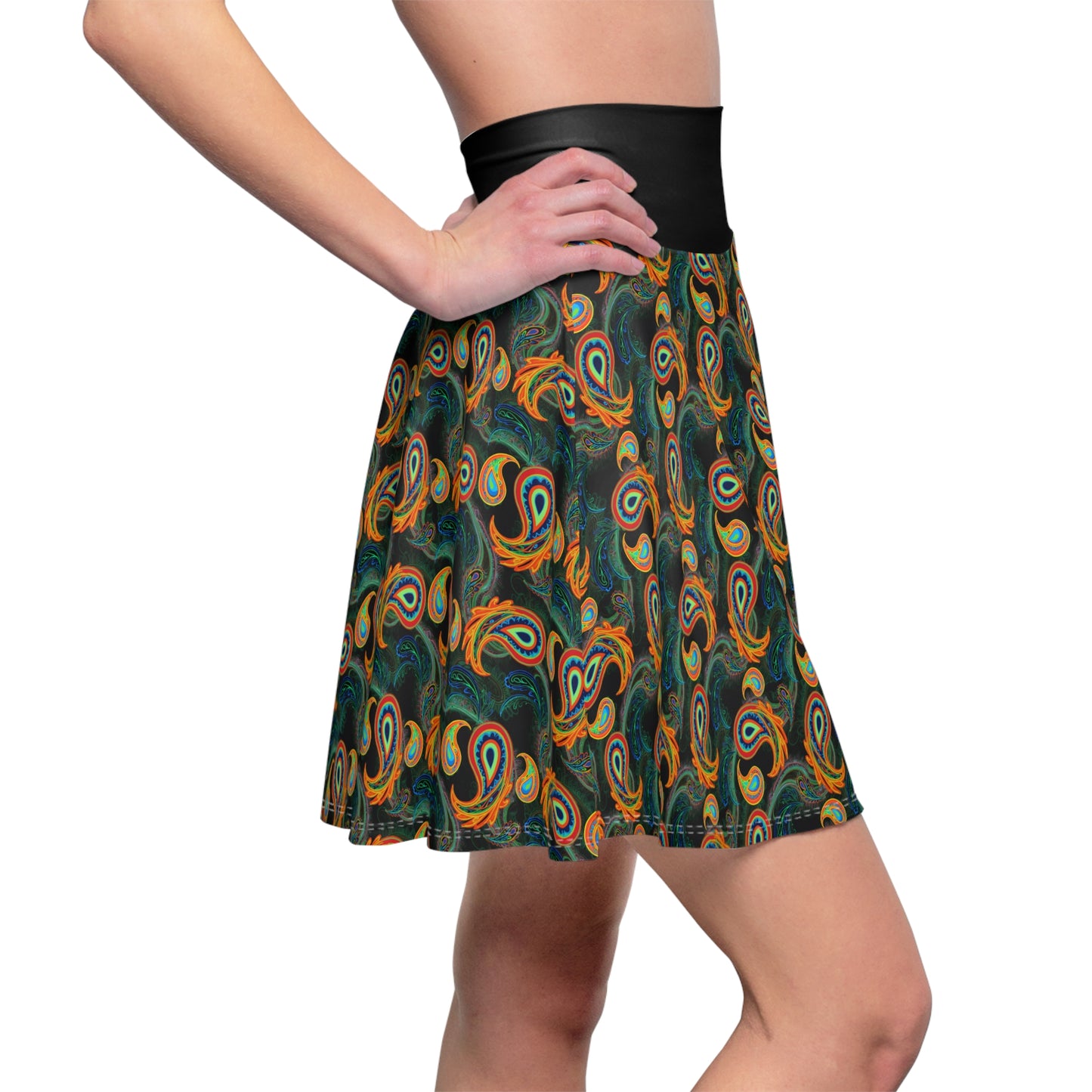 Bright Paisley Print - Women's Skater Skirt (AOP)