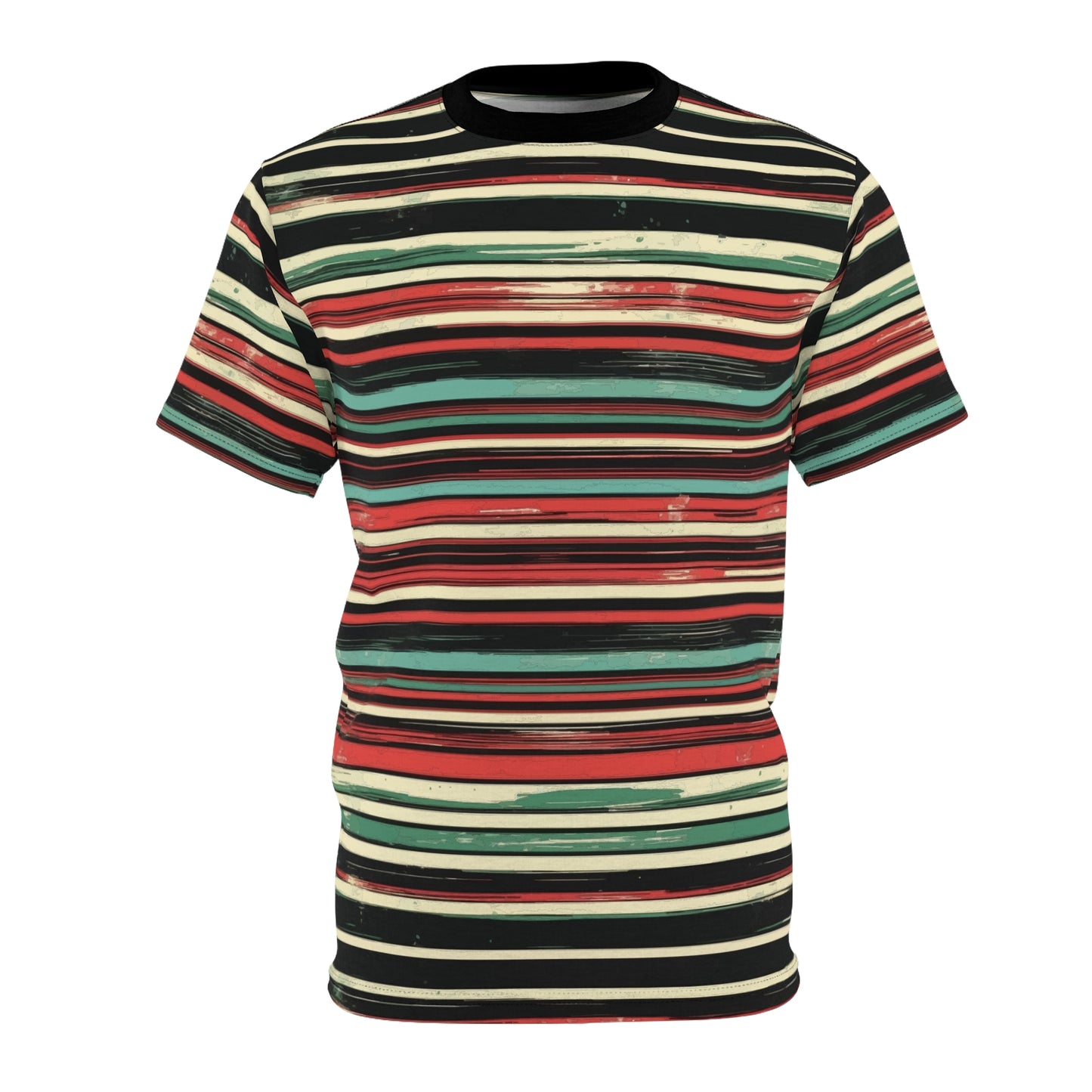 (Vintage) Muted Horizontal Stripes - Unisex Cut & Sew Tee (AOP)