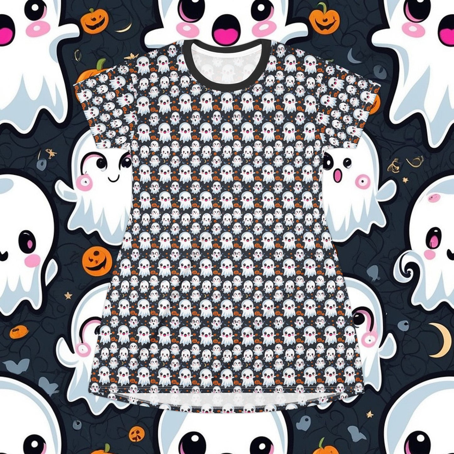 Halloween Print T-Shirt Dress (AOP)