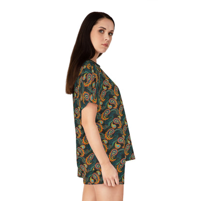 Bright Paisley Print - Women's Short Pajama Set (AOP)