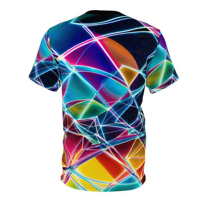 Geometric Abstraction Tee with Abstract Blue Print Design