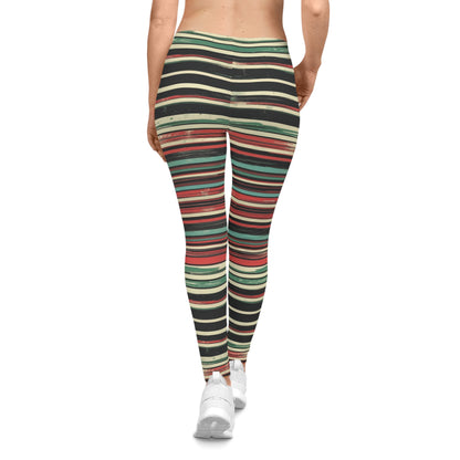 (Vintage) Muted Horizontal Stripes - Women's Casual Leggings (AOP)