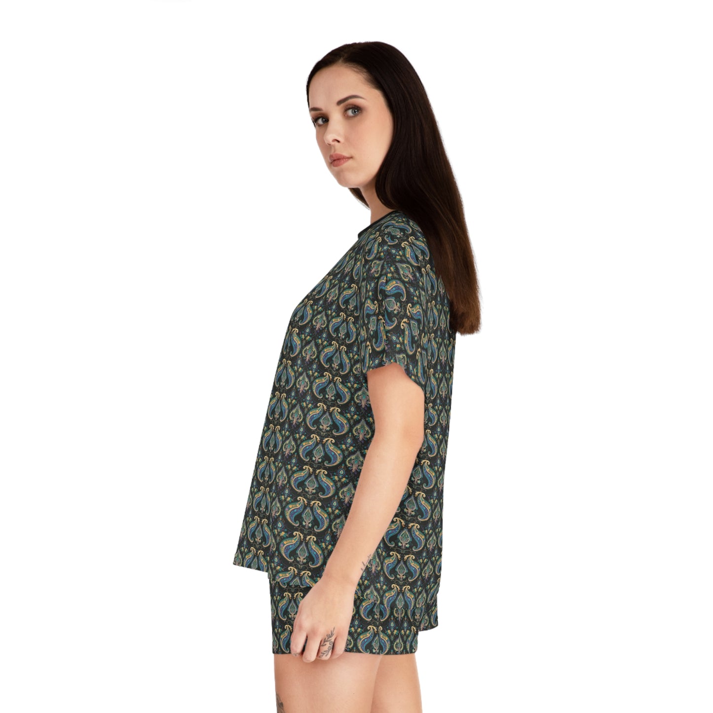 Floral Paisley Pattern - Women's Short Pajama Set (AOP)