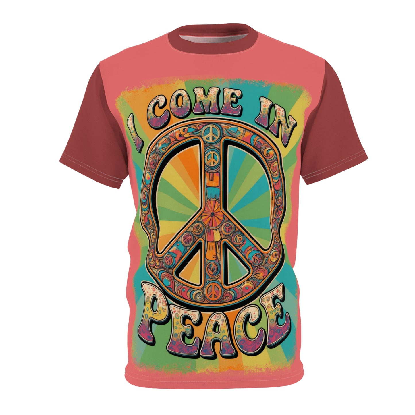 (Retro) I Come In Peace - Unisex Cut & Sew Tee (AOP)