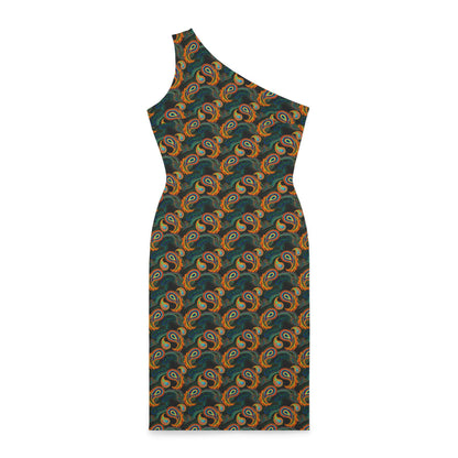 Bright Paisley Print -Shoulder Dress (AOP)