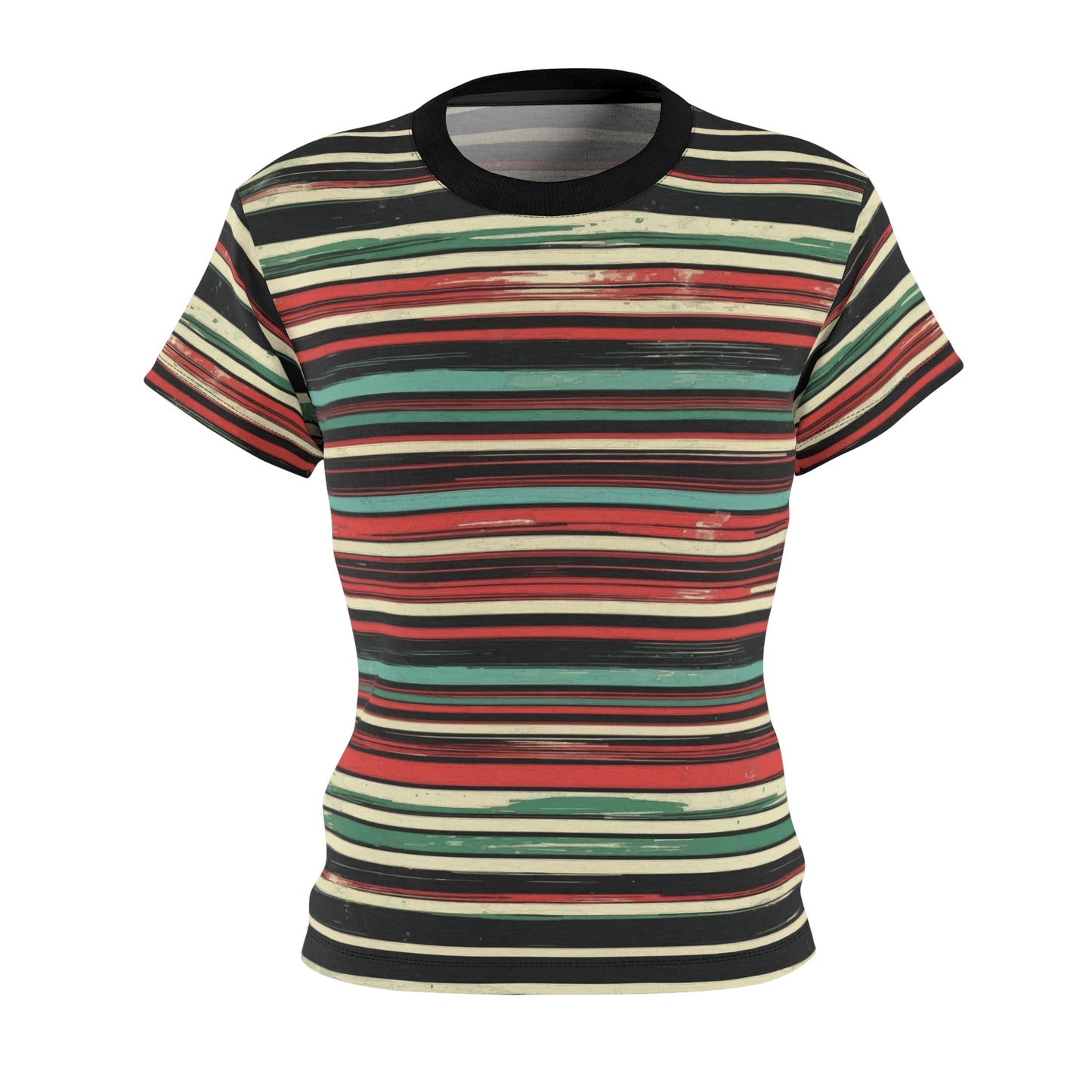 (Vintage) Muted Horizontal Stripes - Women's Cut & Sew Tee (AOP)