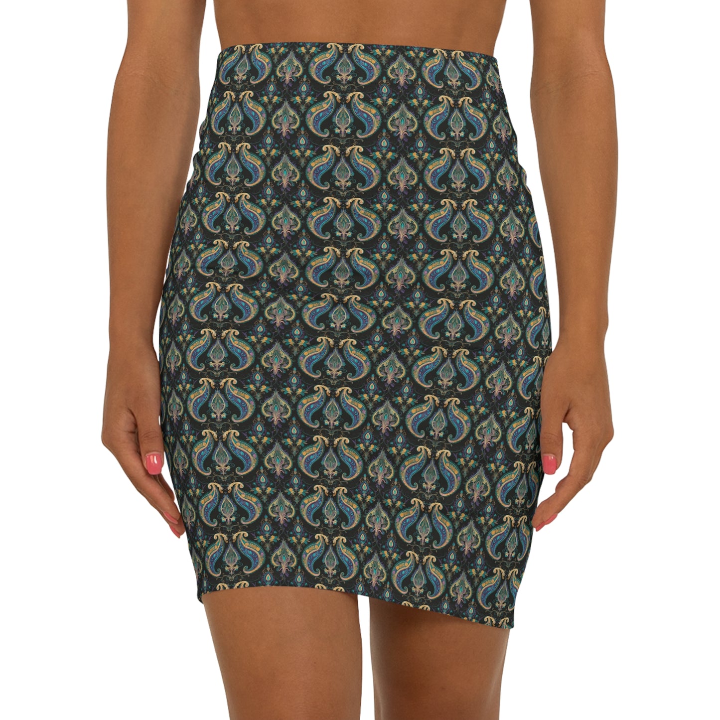 Floral Paisley Pattern - Women's Mid-Waist Pencil Skirt (AOP)