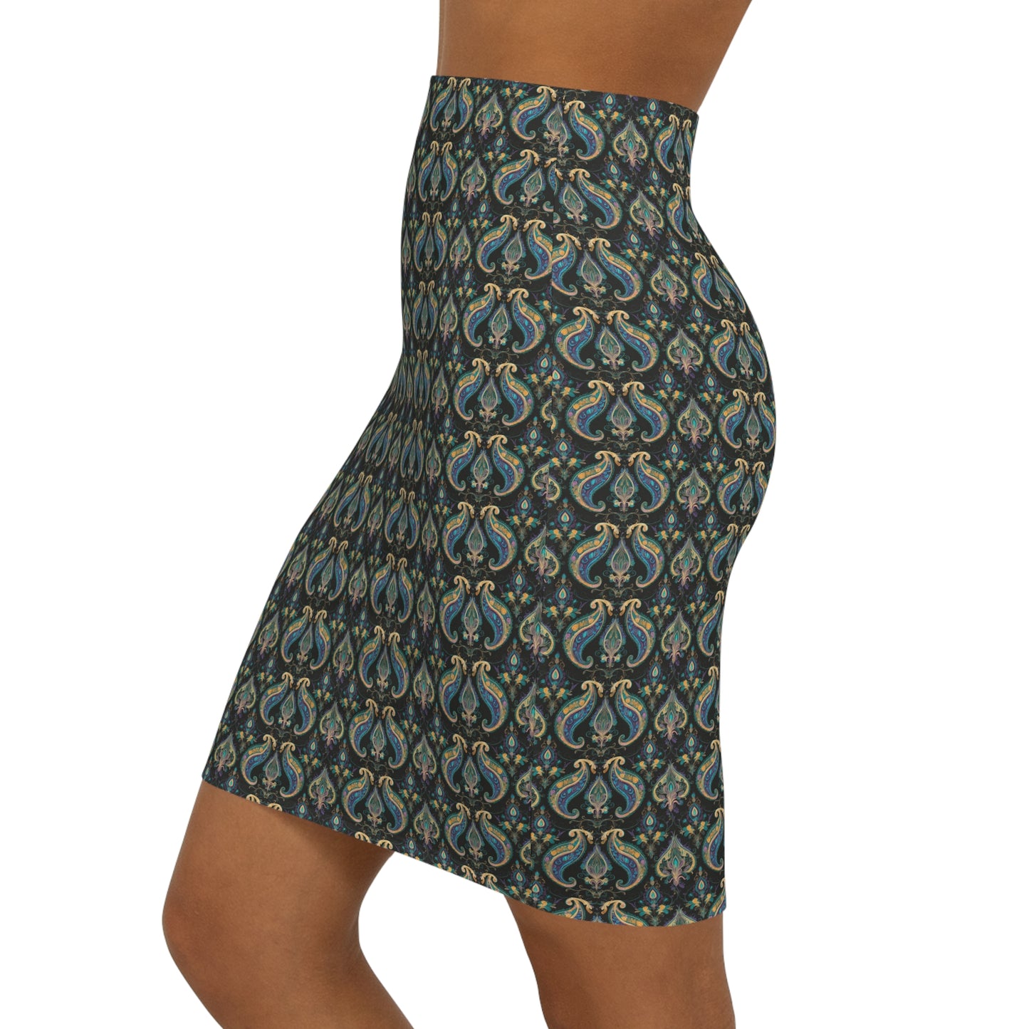 Floral Paisley Pattern - Women's Mid-Waist Pencil Skirt (AOP)