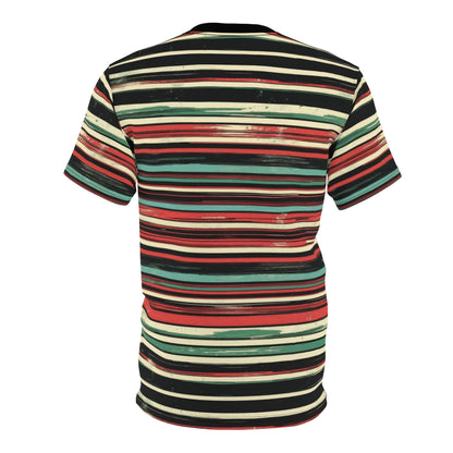 (Vintage) Muted Horizontal Stripes - Unisex Cut & Sew Tee (AOP)