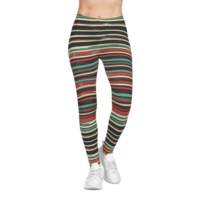 (Vintage) Muted Horizontal Stripes - Women's Casual Leggings (AOP)