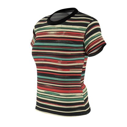 (Vintage) Muted Horizontal Stripes - Women's Cut & Sew Tee (AOP)