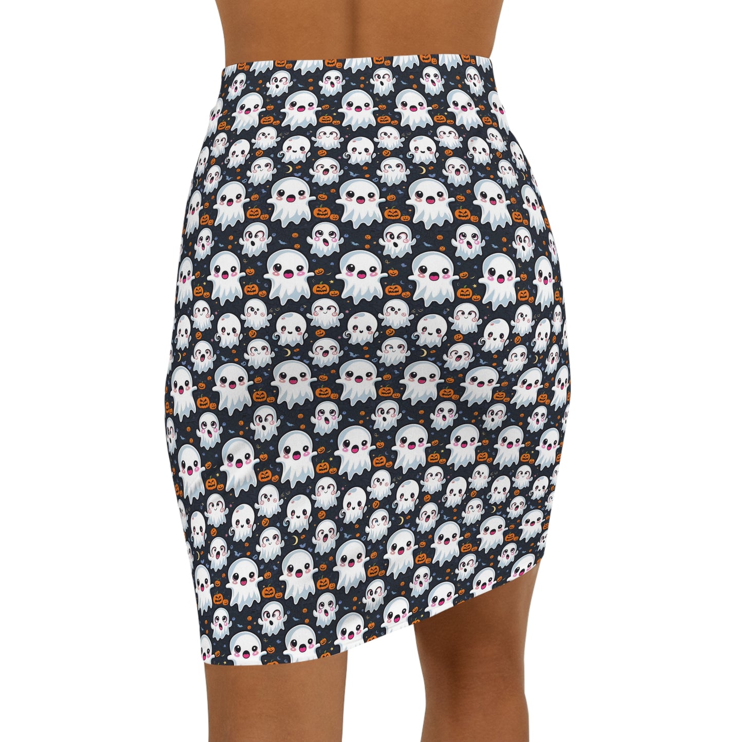 Halloween Print Women's Mid-Waist Pencil Skirt (AOP)