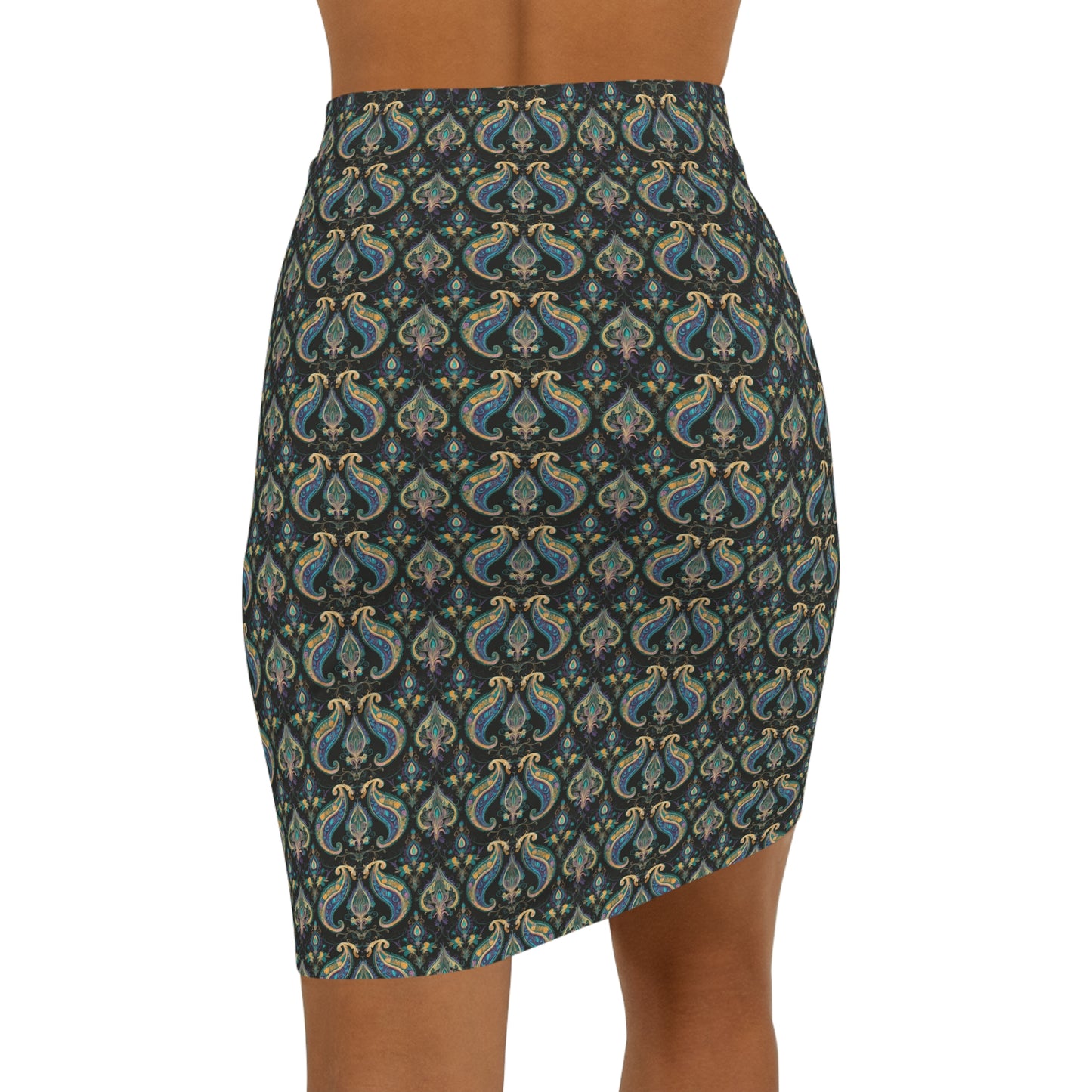 Floral Paisley Pattern - Women's Mid-Waist Pencil Skirt (AOP)