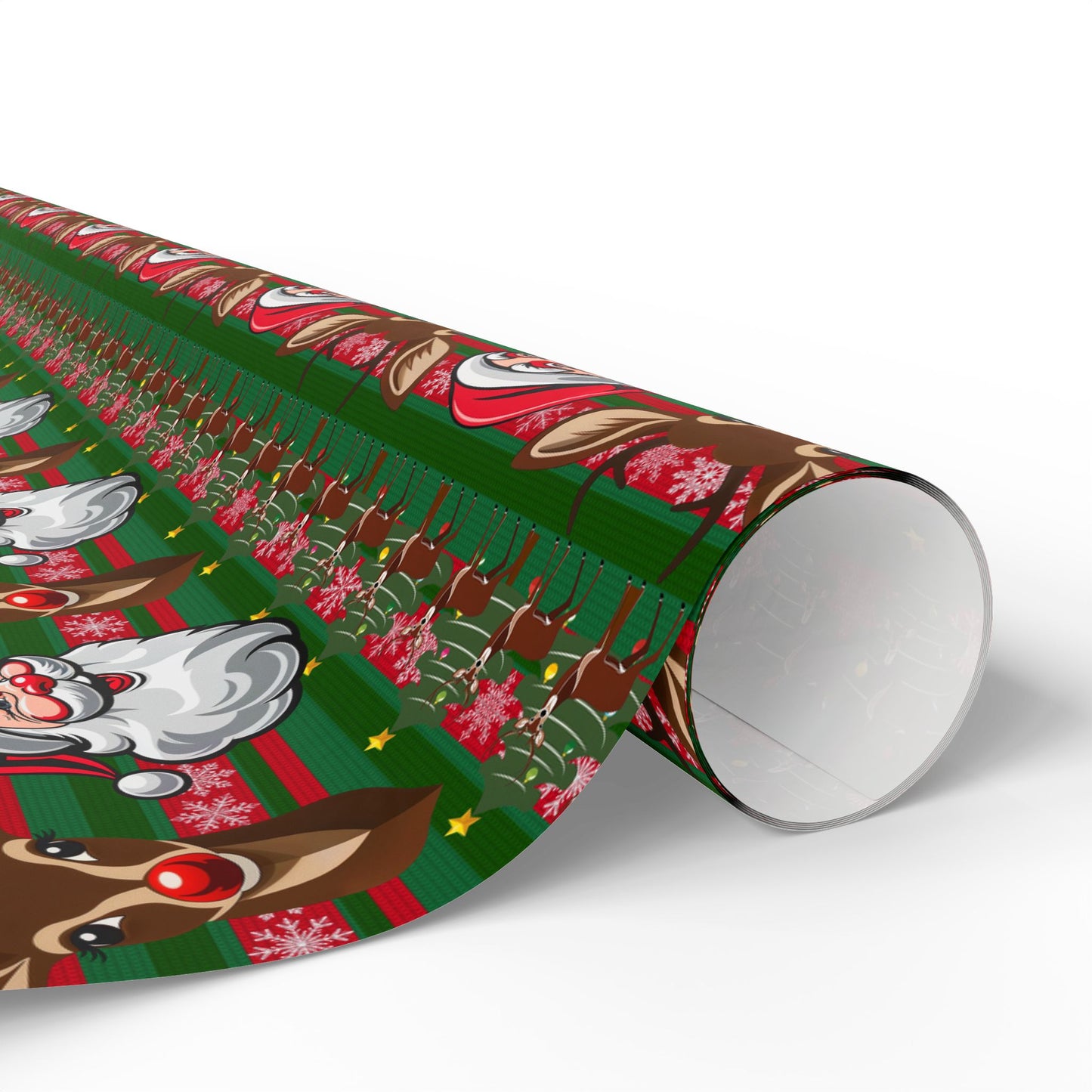 Wrapping Papers - Christmas Cheer Festive Santa and Reindeer Seamless Pattern Print