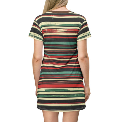 (Vintage) Muted Horizontal Stripes - T-Shirt Dress (AOP)