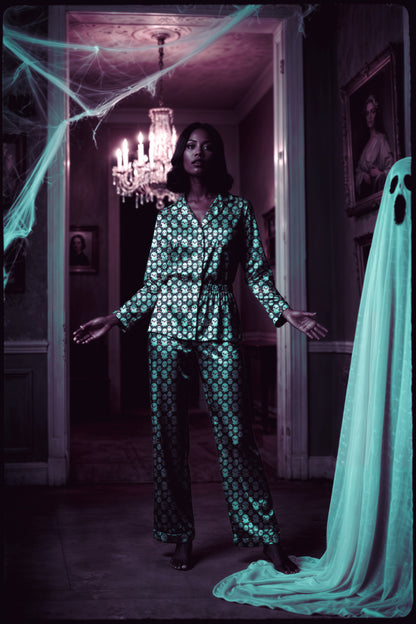 Halloween Print - Women's Satin Pajamas (AOP)