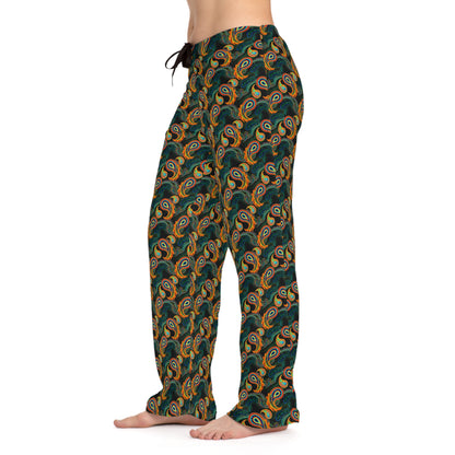 Bright Paisley Print - Women's Pajama Pants (AOP)