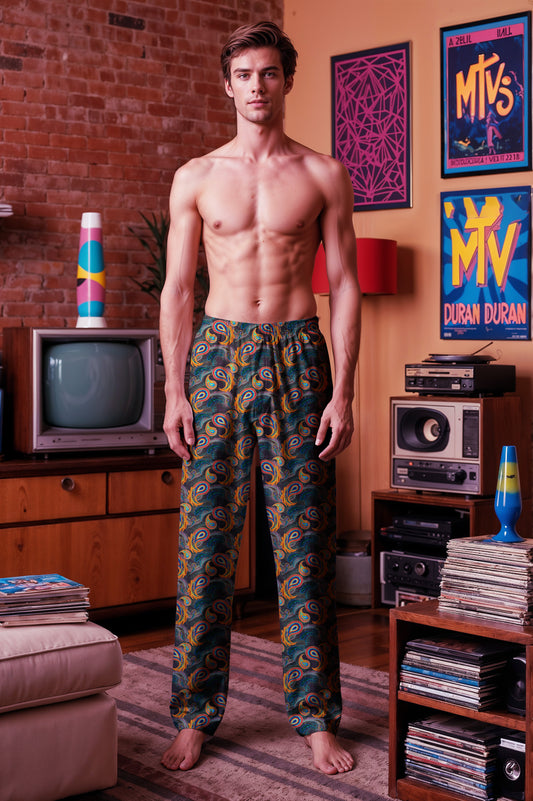 Bright Paisley Print - Men's Pajama Pants (AOP)