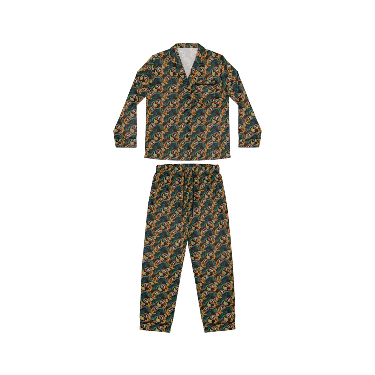 Bright Paisley Print - Women's Satin Pajamas (AOP)