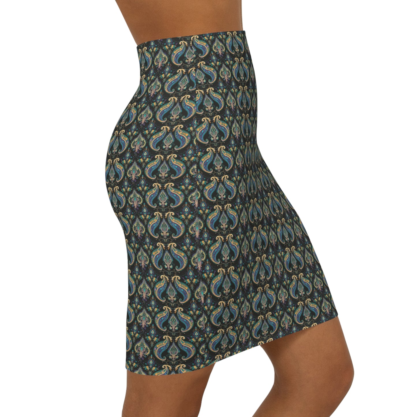 Floral Paisley Pattern - Women's Mid-Waist Pencil Skirt (AOP)