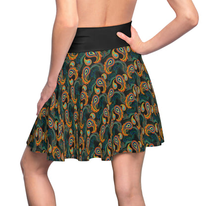 Bright Paisley Print - Women's Skater Skirt (AOP)