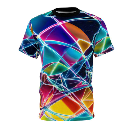 Geometric Abstraction Tee with Abstract Blue Print Design