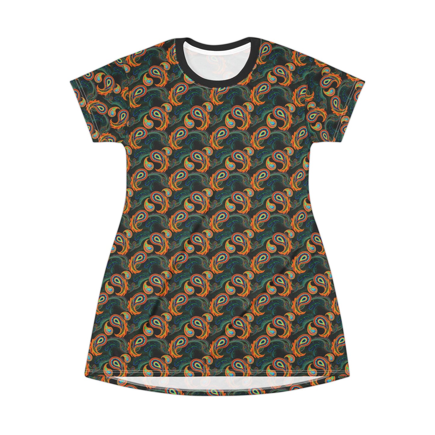 Bright Paisley Print - T-Shirt Dress (AOP)