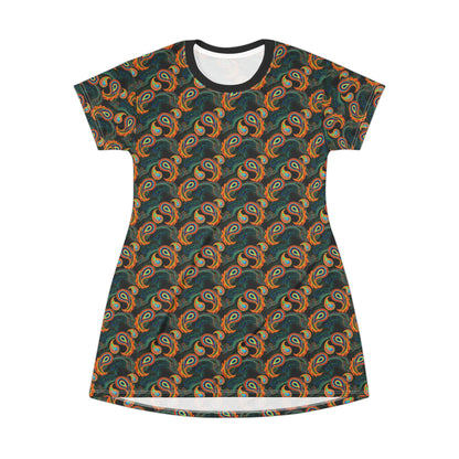 Bright Paisley Print - T-Shirt Dress (AOP)