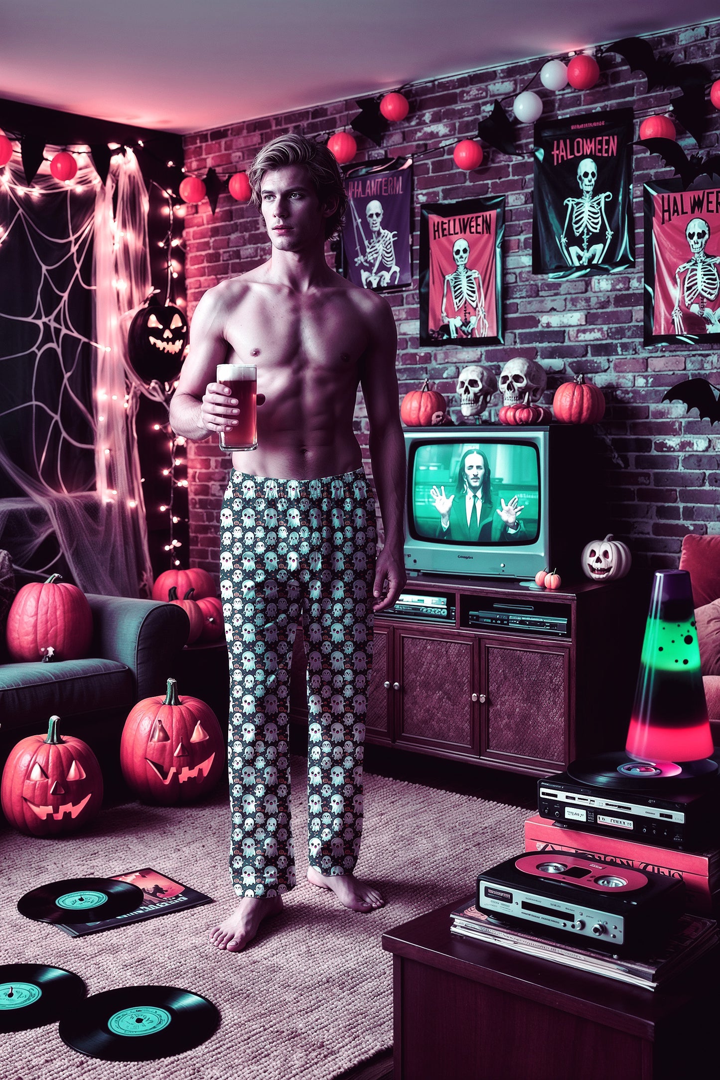 Halloween Print - Men's Pajama Pants (AOP)